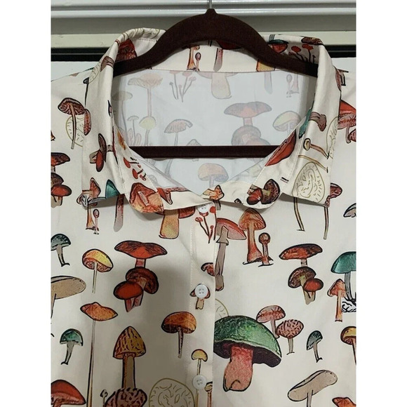 1970’s Inspired Modern Mushroom Retro Button Up Top Tunic Size 5X (KK1) - Picture 3 of 8